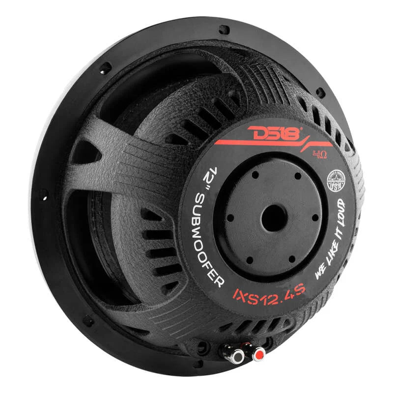 DS18 12in 800 Watts RMS 4 ohm SVC Shallow Mount Fiber Glass Subwoofer IXS Series - Back View