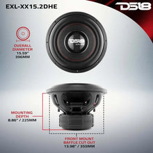 Load image into Gallery viewer, DS18 15in 2000 Watts RMS 2 ohm DVC High Excursion Subwoofers w/ Deep Aggressive Bass - Back View