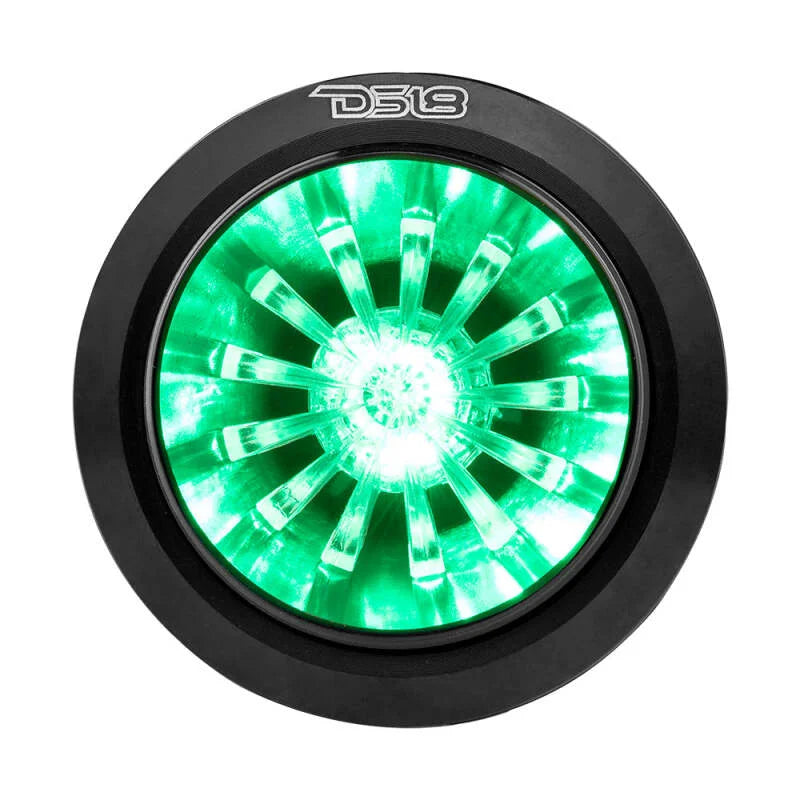 DS18 1.6in High Compression Neodymium Super Bullet Tweeter 140 Watts RMS 1in w/ RGB LED Lights - Side View