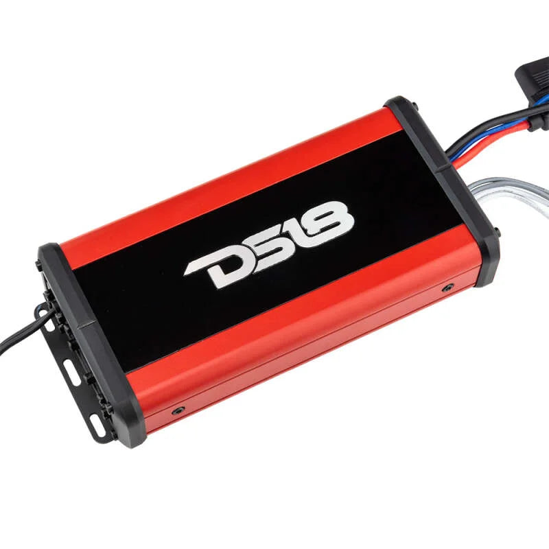 DS18 2-Channel Class-D Amp Full-Range 2x 100 Watts RMS at4 ohm IP67 Waterproof Rating - Back View