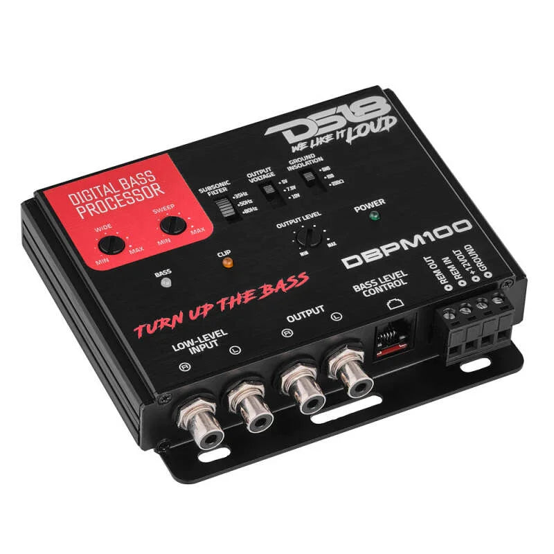 DS18 2-Channel Low Level Input and 2-Channel Output Digital Bass Processor - Side View