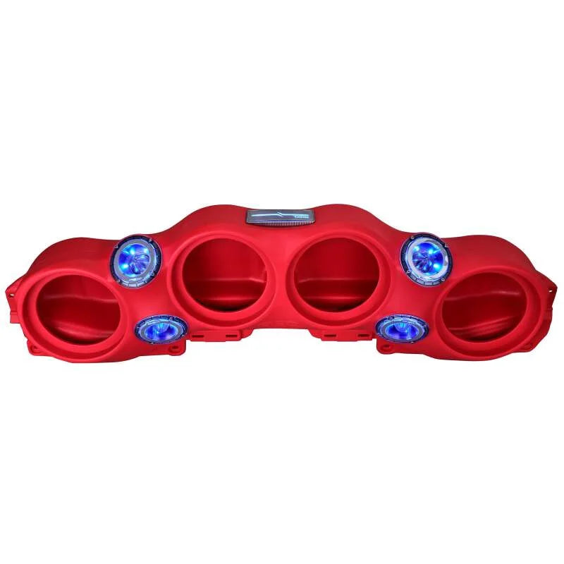 DS18 2018-23 Jeep JL/JLU/JT Soundbar Fits 4 x 8in Speakers (Not Included)- Red - Side View