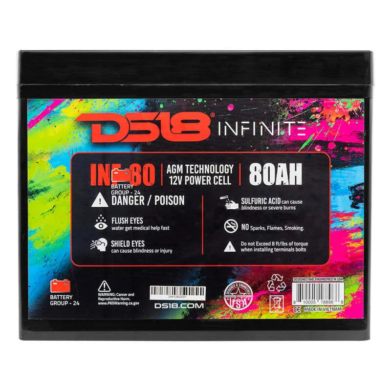 DS18 2300 Watts 80 AH Infinite AGM Power Cell Battery - Additional View 6