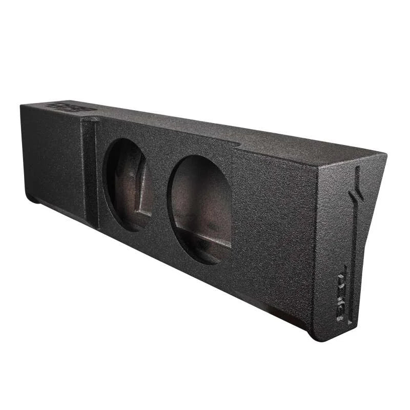 DS18 2x 12in Shallow Down Firing Underseat Ported Box Subwoofer Enclosure- Black Spray Paint Finish - Back View
