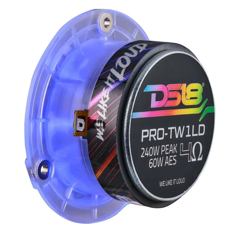 DS18 3.8in Super Bullet Tweeter 120 Watts RMS 1in Aluminum Vc 4 ohm Digital LED Lights - Additional View 6