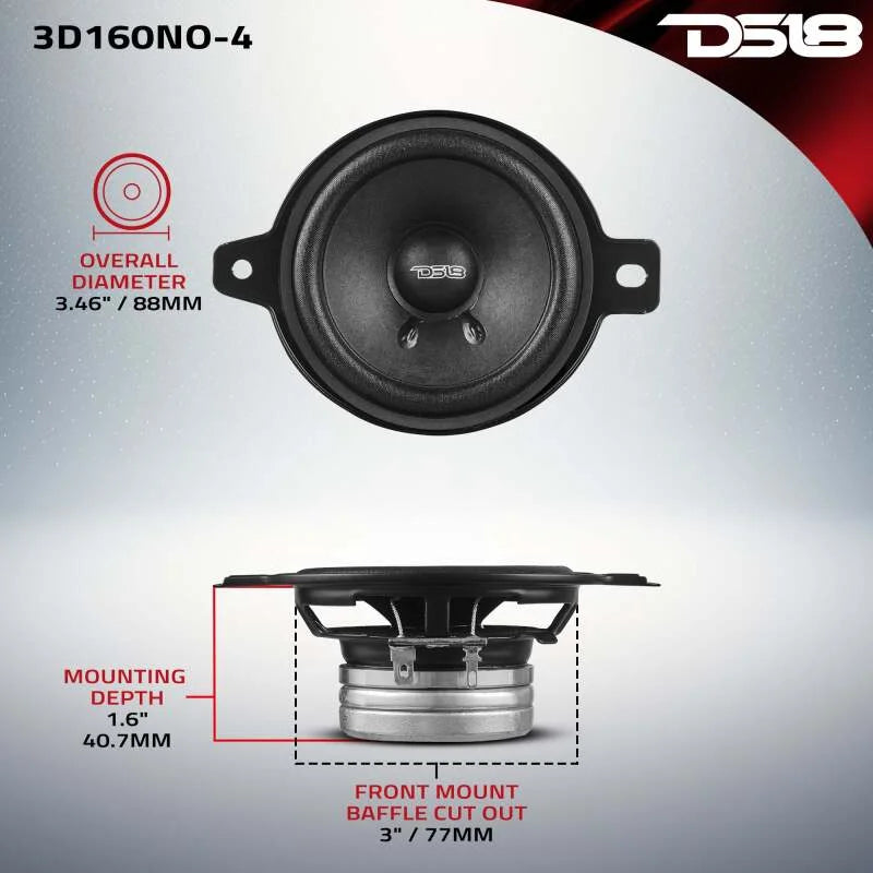 DS18 3in 80 Watts RMS 4 ohm Neodymium Full Range OEM Dashboard Loudspeakers - Additional View 5