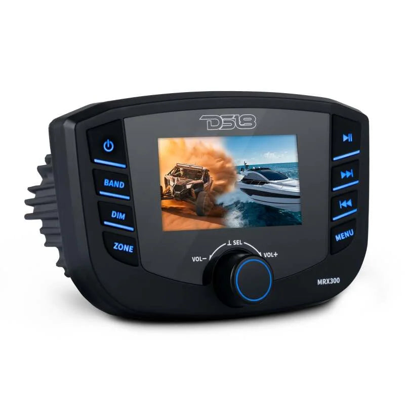 DS18 3in Color TFT Screen 3 Zones 4 volts Output BT RDS 4 x 50 Watts Headunit - Side View