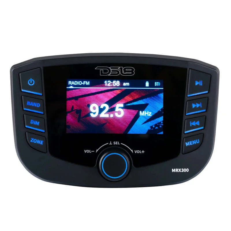DS18 3in Color TFT Screen 3 Zones 4 volts Output BT RDS 4 x 50 Watts Headunit - Installation View
