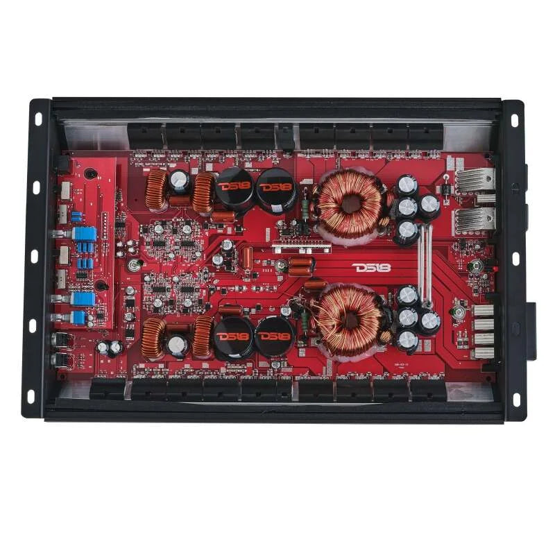 DS18 4-Channel Amp 2x 1000/4ohm Bridge 4 x 550/2ohm 4 x 300/4ohm Watts RMS Black - Back View