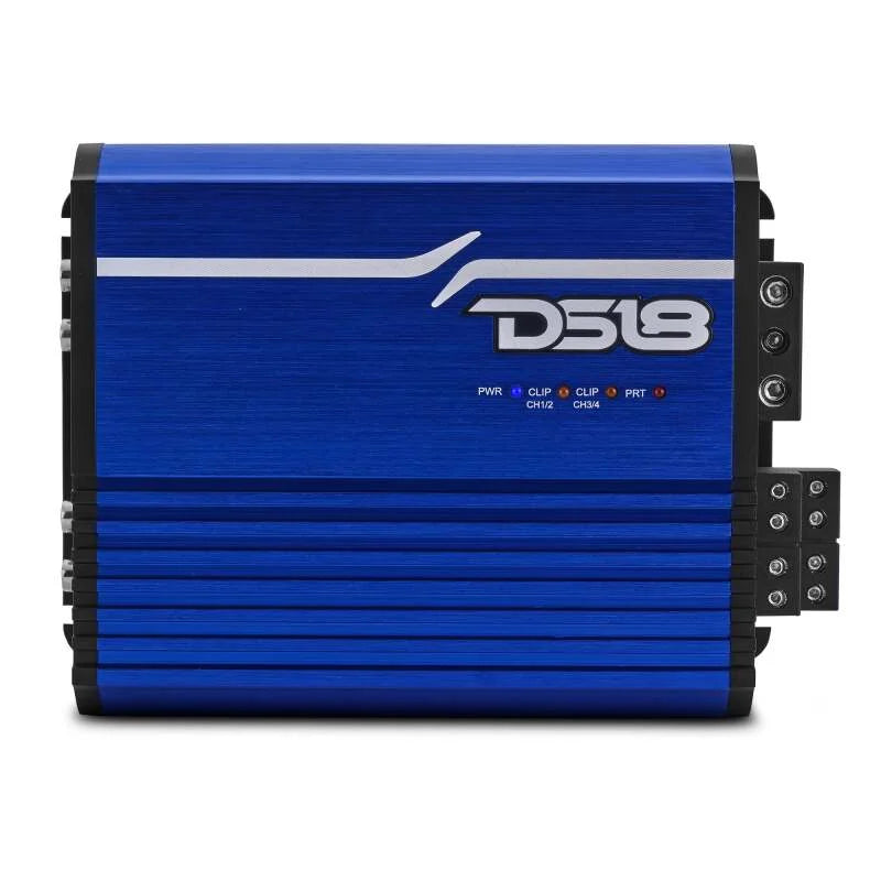 DS18 4-Channel Class-D Amp Stereo Full-Range 4 x 120 W RMS at4 ohm- Blue - Back View