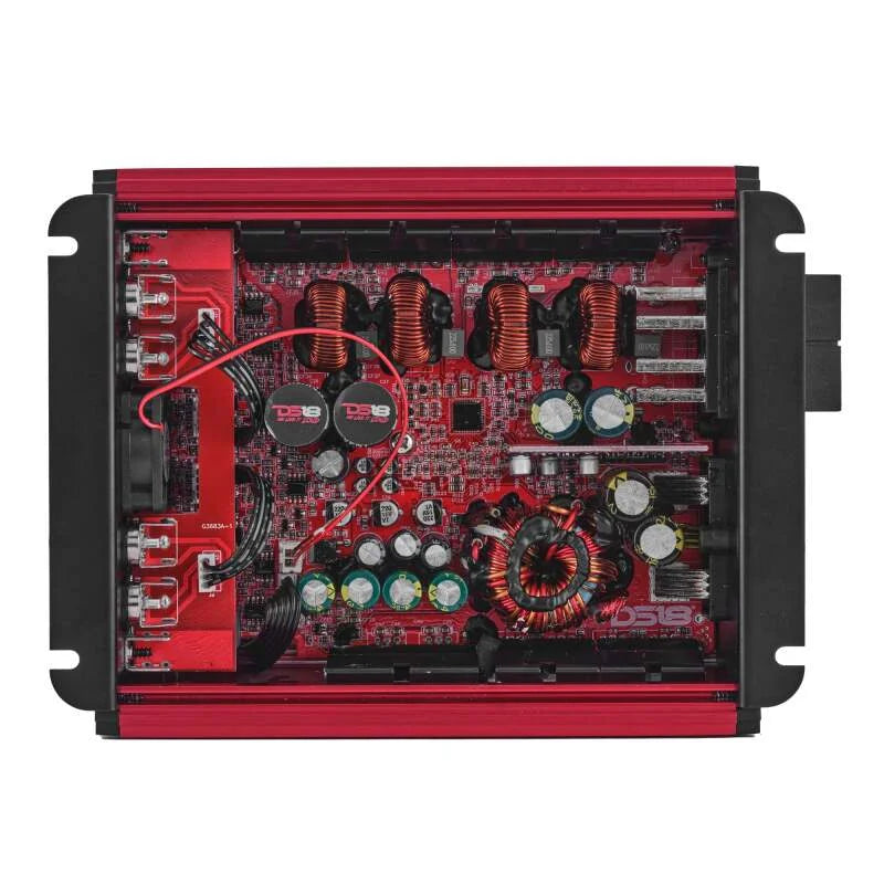 DS18 4-Channel Class-D Amp Stereo Full-Range 4 x 120 W RMS at4 ohm- Red - Side View