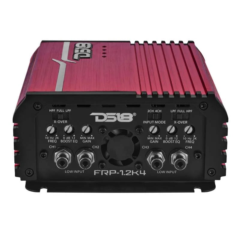 DS18 4-Channel Class-D Amp Stereo Full-Range 4 x 120 W RMS at4 ohm- Red - Back View