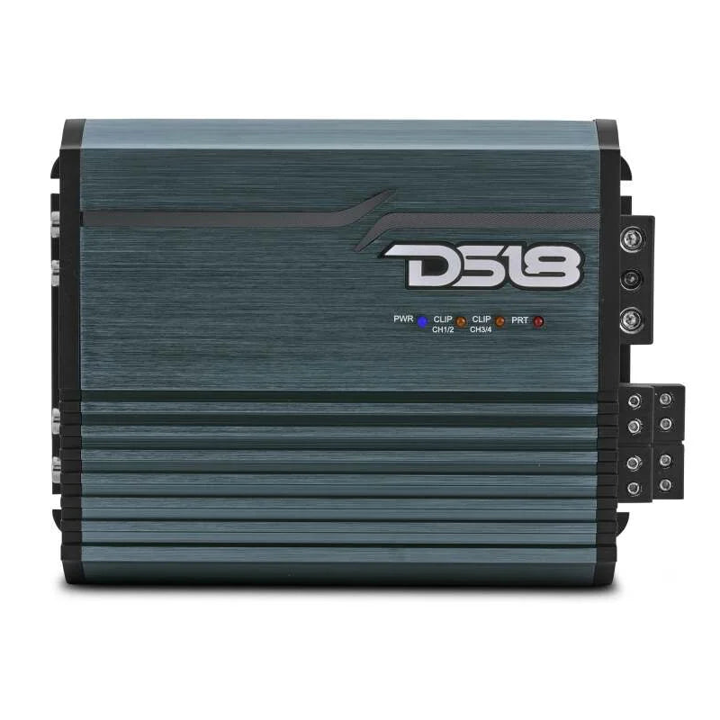 DS18 4-Channel Class-D Amp Stereo Full-Range 4 x 120 W RMS at4 ohm- Titanium - Side View