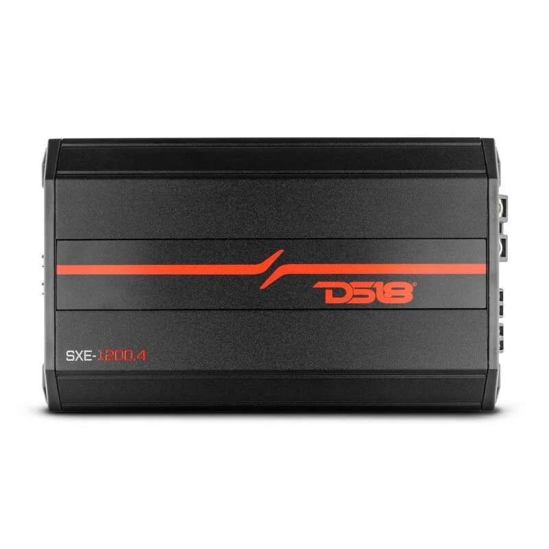 DS18 4-Channel SXE Amplifier Class A/B 2x 200/4ohm Bridge 4 x 100/2ohm 4 x 60/4ohm Watts RMS - Black - Side View