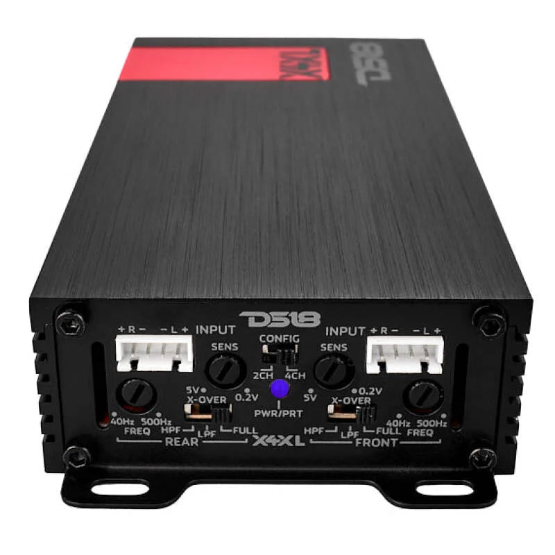 DS18 4-Channel Ultra Compact Class D Amplifier 2x 300/4ohm Bridge 4x 180/2ohm 4x 120/4ohm Watts RMS - Back View