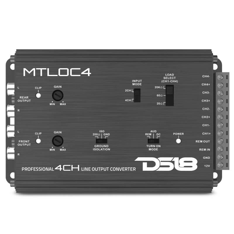 DS18 4-Chnl Speaker Emulator Remote Out Level Matching Controls LED Clip Indicator Hi/Low Converters - Main Product View