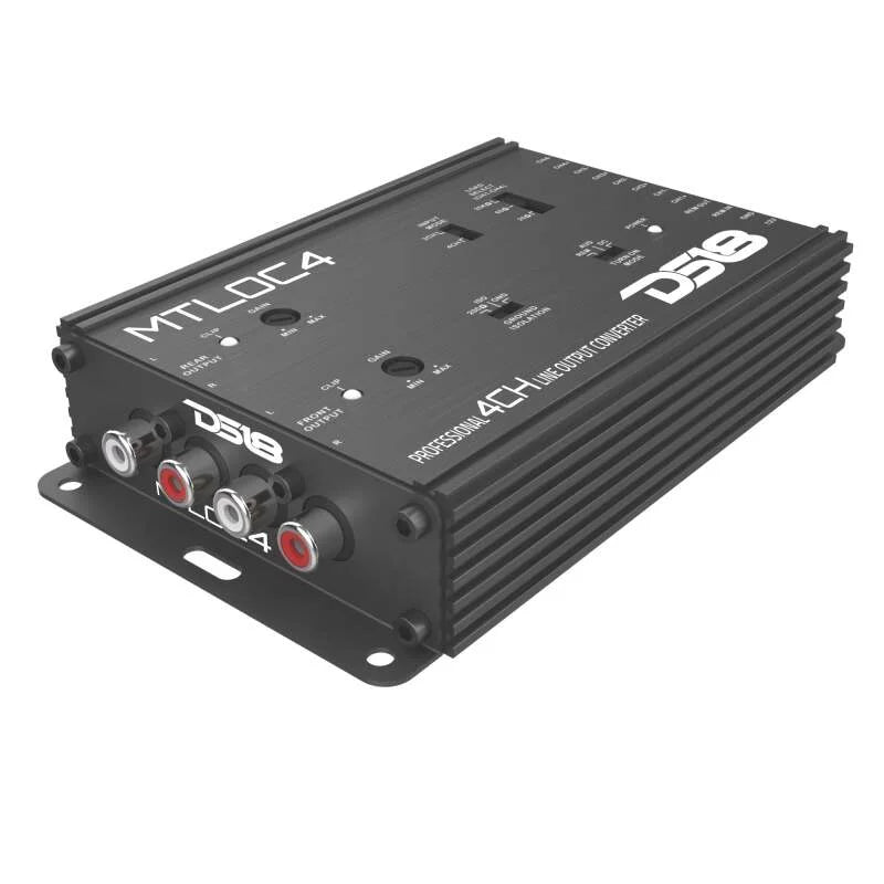 DS18 4-Chnl Speaker Emulator Remote Out Level Matching Controls LED Clip Indicator Hi/Low Converters - Side View