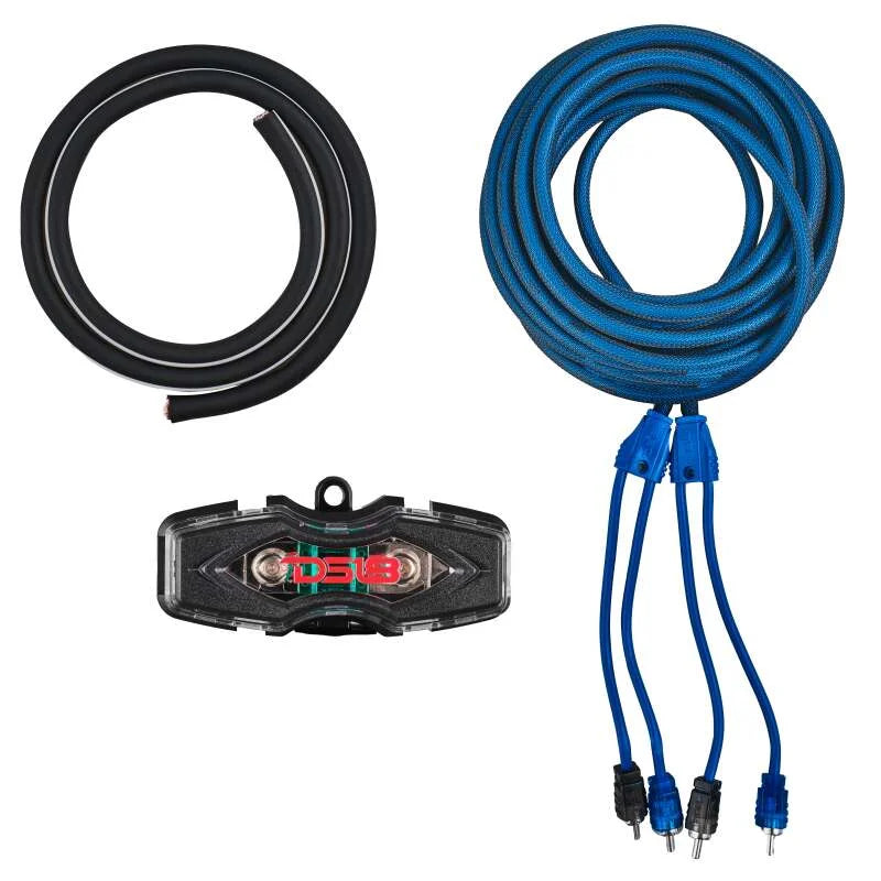 DS18 4-GA Amplifier Install Kit Advance- Blue - Back View