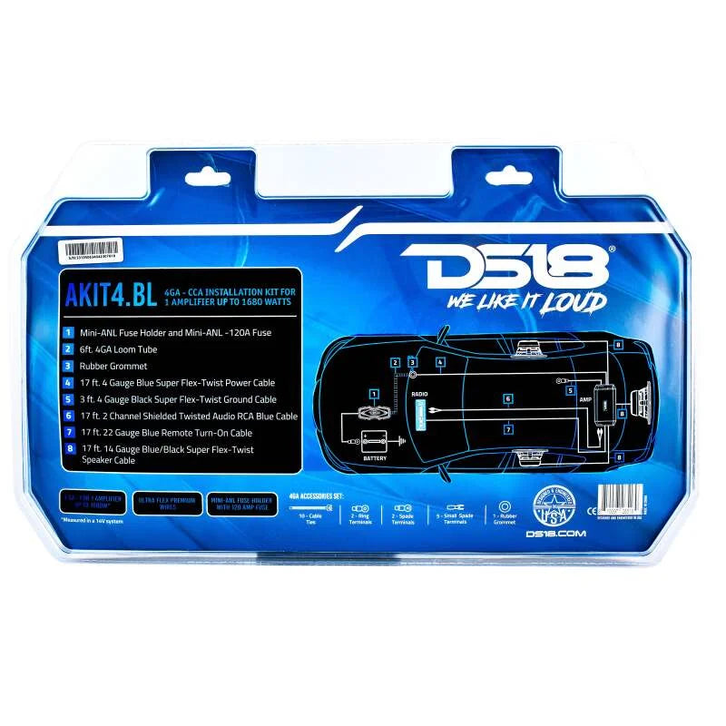 DS18 4-GA Amplifier Install Kit Advance- Blue - Additional View 5