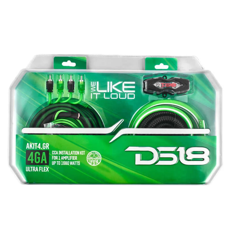DS18 4-GA Amplifier Install Kit Advance- Green - Installation View