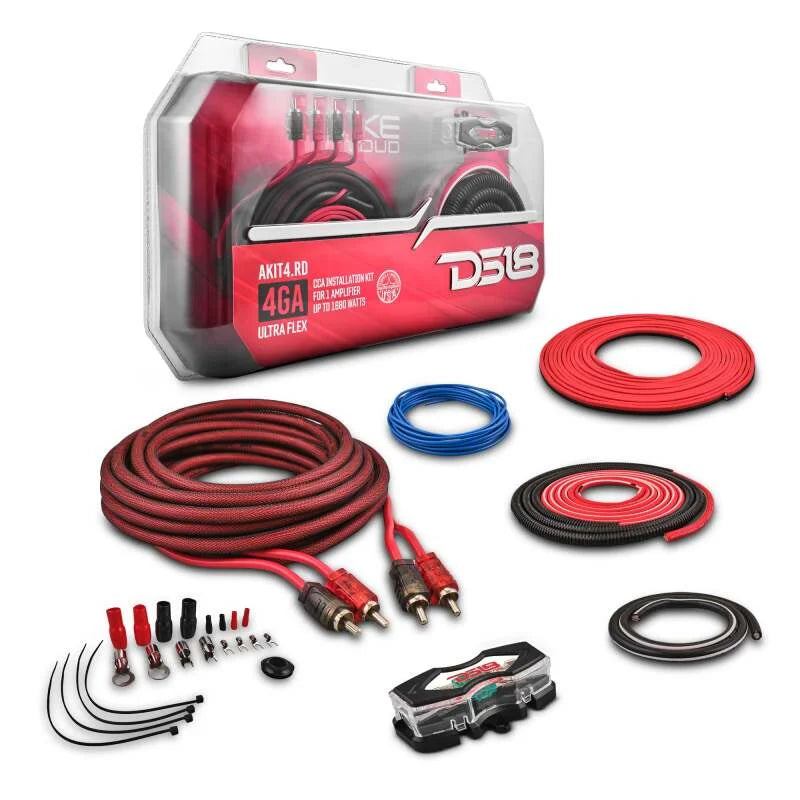 DS18 4-GA Amplifier Install Kit Advance- Red - Main Product View