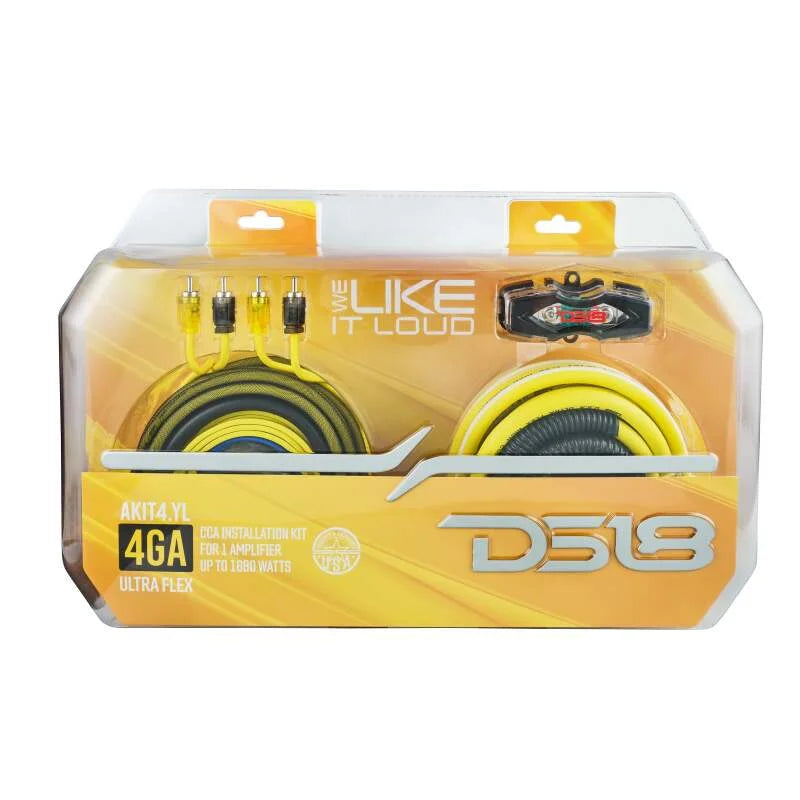 DS18 4-GA Amplifier Install Kit Advance- Yellow - Side View