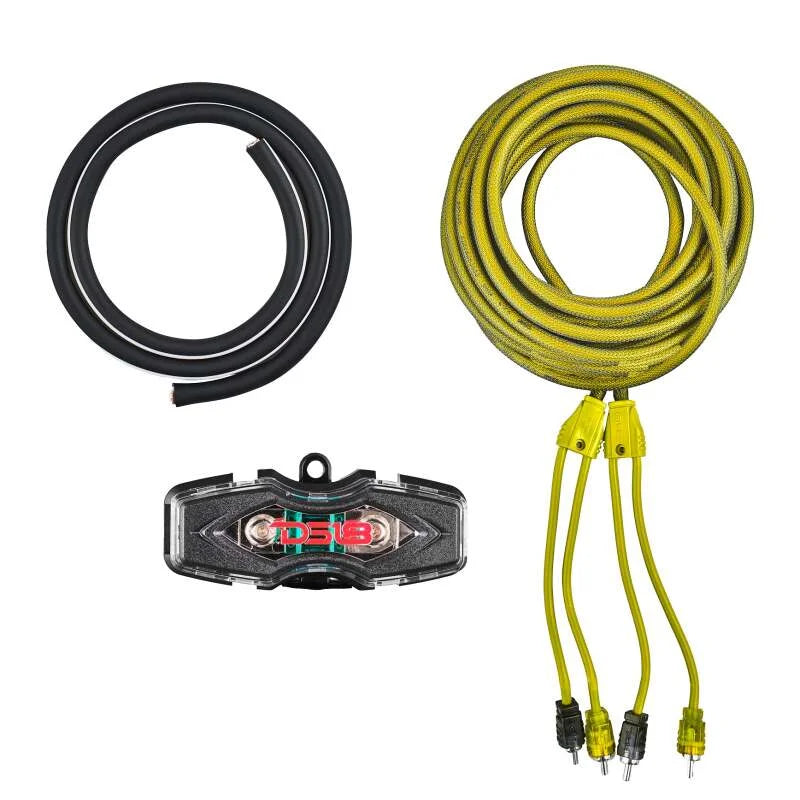 DS18 4-GA Amplifier Install Kit Advance- Yellow - Back View