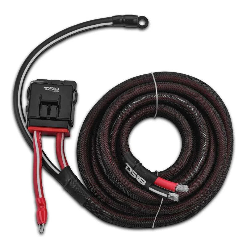 DS18 4-GA Water Resistant Fuse Holder 12 Ft of Power and Ground Wires 4 Door UTV - Detail View