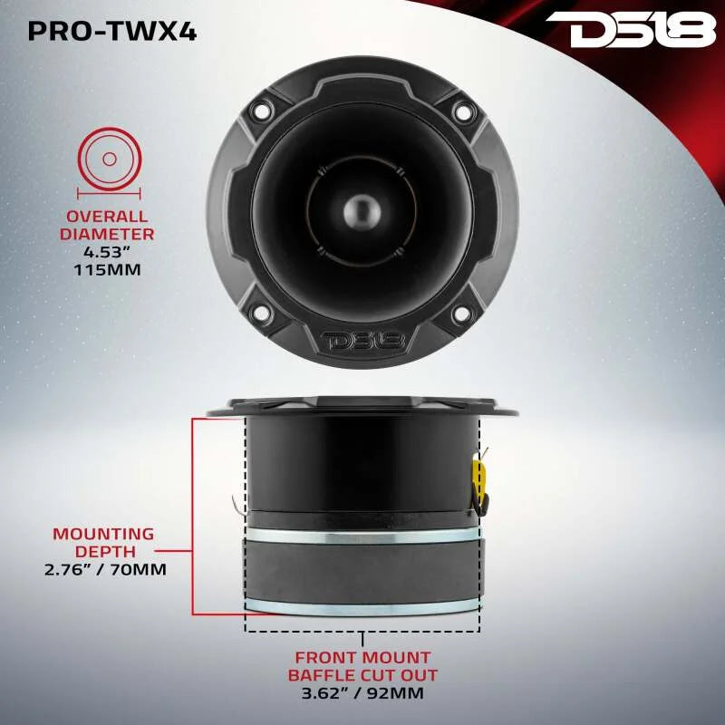 DS18 4.5in Super Bullet Tweeter 280 Watts RMS 1.75in Titanium Vc 4 ohm - Back View