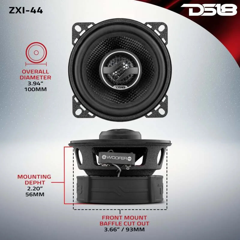DS18 4in 50 Watts RMS 4 ohm 2-Way Coaxial Speaker w/ Kevlar Cones - Installation View