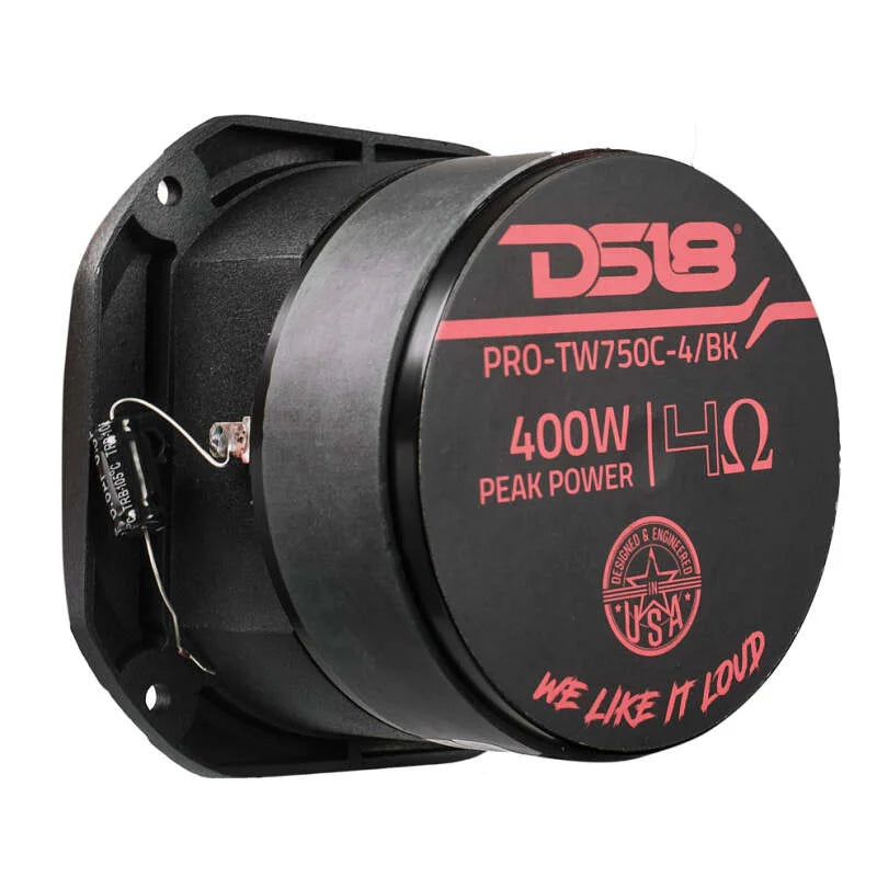 DS18 4in Super Bullet Tweeter 200 Watts RMS 1.5in Titanium Vc 4 ohm Black - Back View