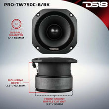 Load image into Gallery viewer, DS18 4in Super Bullet Tweeter 200 Watts RMS 1.5in Titanium Vc 8 ohm Black - Back View