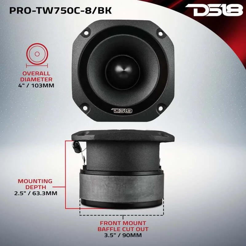 DS18 4in Super Bullet Tweeter 200 Watts RMS 1.5in Titanium Vc 8 ohm Silver - Additional View 5