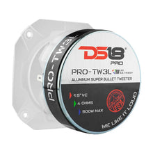 Load image into Gallery viewer, DS18 4in Super Bullet Tweeter 250 Watts RMS 1.5in Titanium Vc 4 ohm RGB LED Lights - Installation View