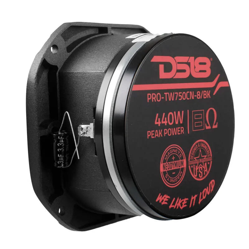 DS18 4in Super Bullet Tweeter Neodymium 220 Watts RMS 1.5in Titanium Vc 8 ohm Black - Installation View