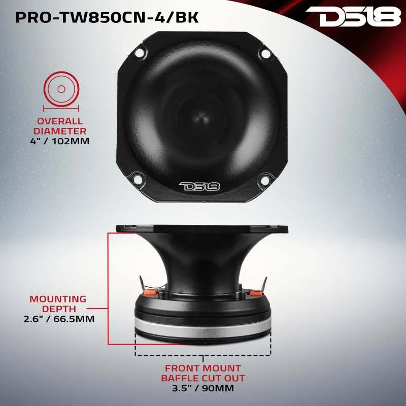 DS18 4in Super Bullet Tweeter Neodymium 250 Watts RMS 1.5in PEI Vc 4 ohm Black - Additional View 8