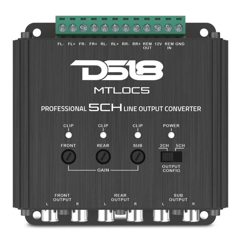 DS18 5-Chnl Speaker Emulator Remote Out Level Matching Controls LED Clip Indicator Hi/Low Converters - Side View