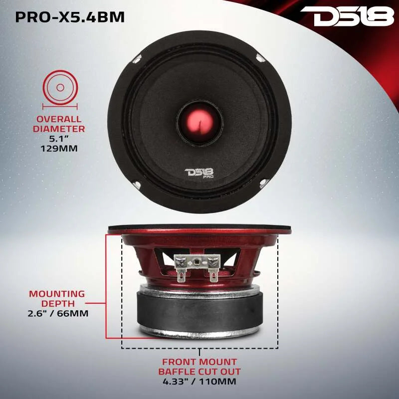 DS18 5.25in 150 Watts RMS 4 ohm Mid-Range Loudspeaker Bullet Loudspeaker - Main Product View