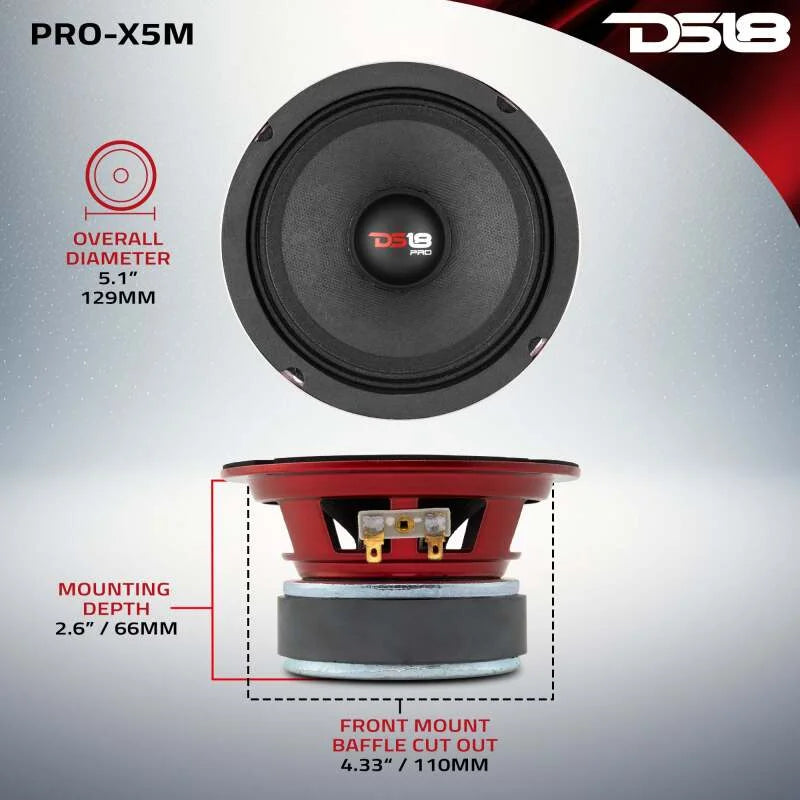 DS18 5.25in 150 Watts RMS 8 ohm Mid-Range Loudspeaker - Back View