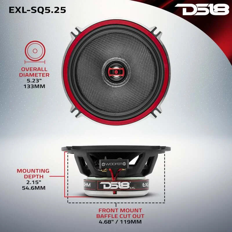 DS18 5.25in 80 Watts RMS 3 ohm 2-Way Coaxial Speakers And Component System w/ Fiberglass Cone - Additional View 5