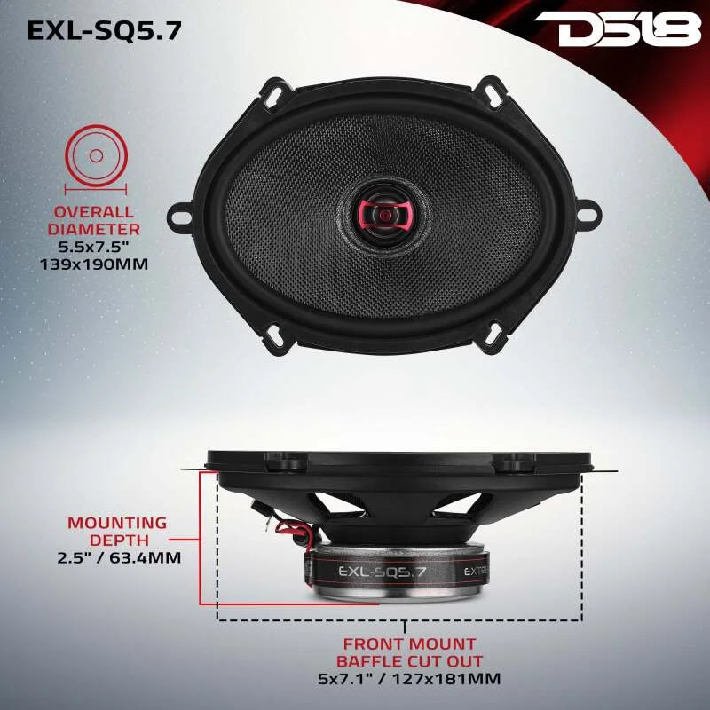 DS18 5x7in 120 Watts RMS 3 ohm 2-Way Coaxial Speakers And Component System w/ Fiberglass Cone - Installation View