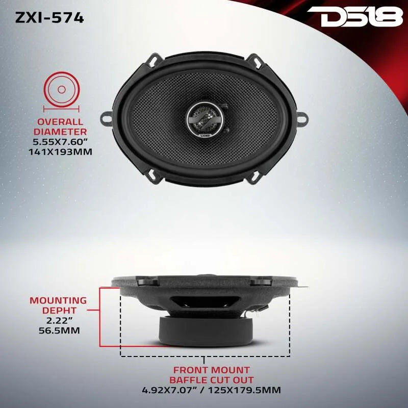 DS18 5x7in 70 Watts RMS 4 ohm 2-Way Coaxial Speaker w/ Kevlar Cones - Back View