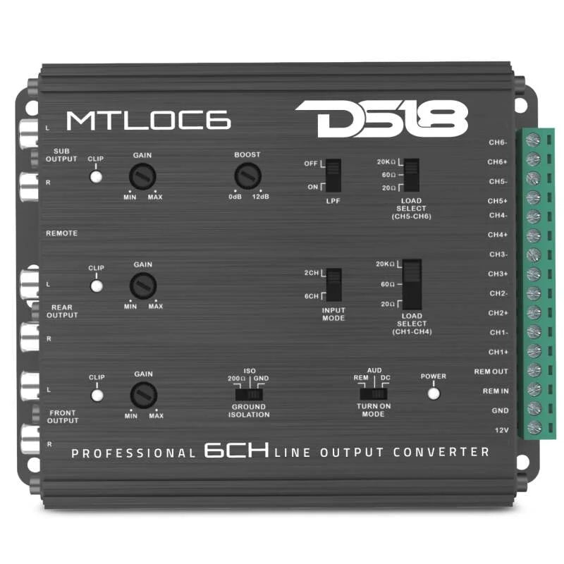 DS18 6-Chnl Speaker Emulator Remote Out Level Matching Controls LED Clip Indicator Hi/Low Converters - Installation View