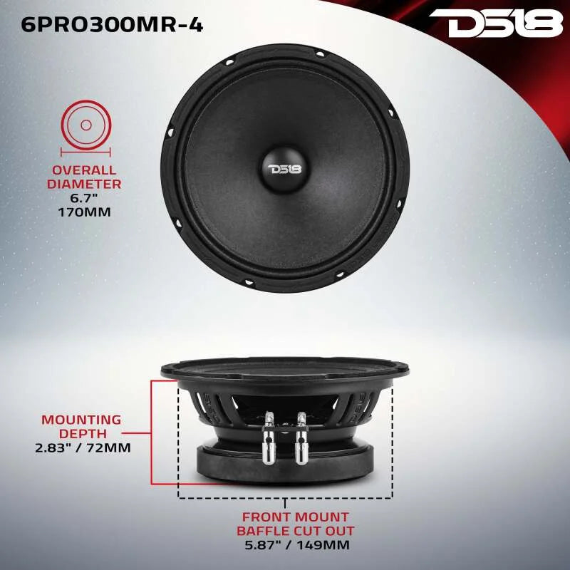DS18 6.5in 150 Watts RMS 4 ohm Mid-Range Loudspeaker High Sensitivity 102dB - Back View