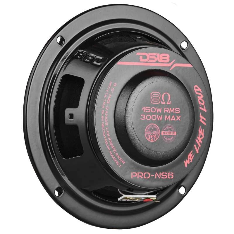 DS18 6.5in 150 Watts RMS 8 ohm Neodymium Shallow Full Range Loudspeaker - Back View