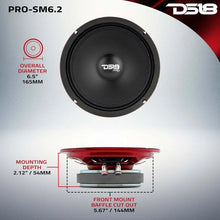 Load image into Gallery viewer, DS18 6.5in 200 Watts RMS 2 ohm Mid-Range Loudspeaker Shallow - Back View