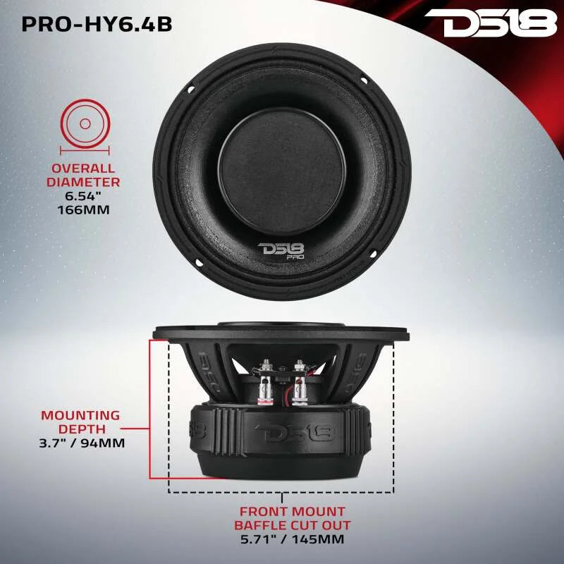DS18 6.5in 225 Watts RMS 4 ohm Mid-Range Loudspeaker w/ Water Resistant Cone - Back View
