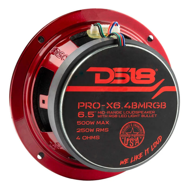 DS18 6.5in 250 Watts RMS 4 ohm Mid-Range Loudspeaker RGB Bullet Loudspeaker - Additional View 7