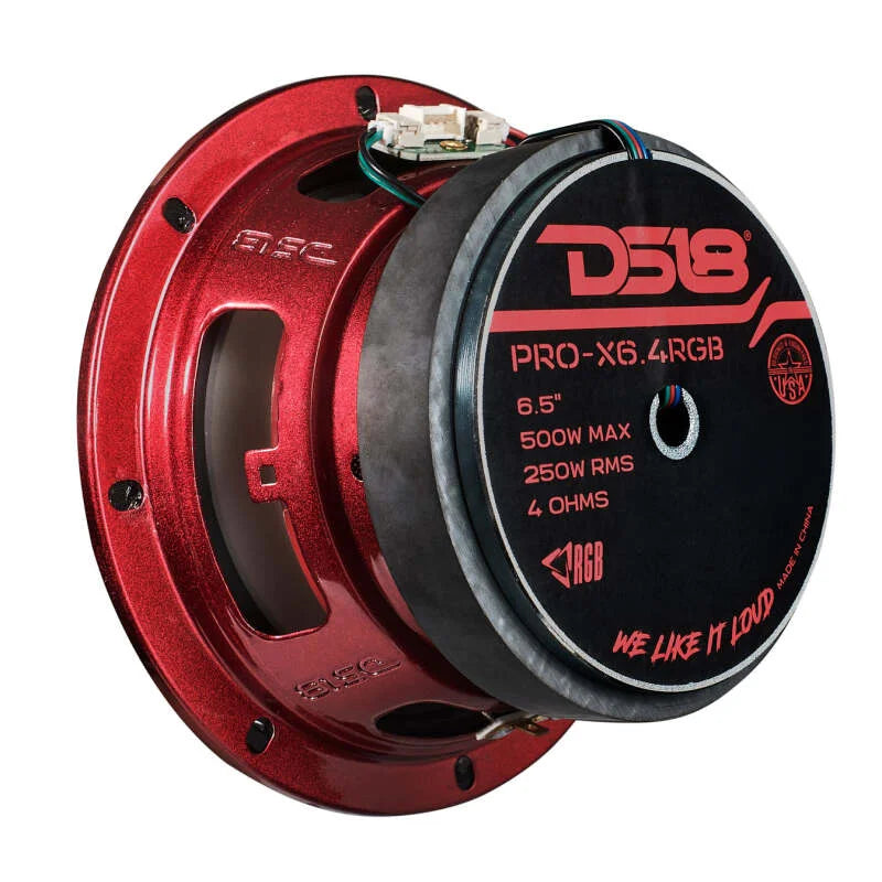 DS18 6.5in 250 Watts RMS 4ohm Mid Range Loudspeaker w/Translucent Dust Cap and Cone w/RGB LED Lights - Additional View 6