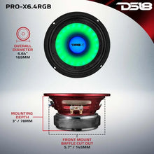 Load image into Gallery viewer, DS18 6.5in 250 Watts RMS 4ohm Mid Range Loudspeaker w/Translucent Dust Cap and Cone w/RGB LED Lights - Additional View 7